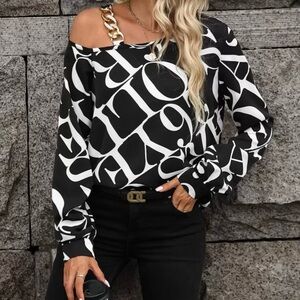 Black and White Chain Strap Top